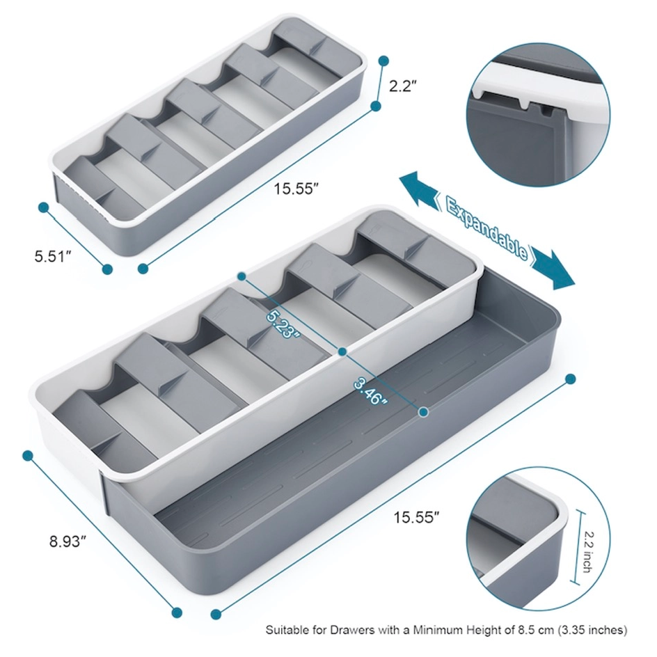 Expandable Utensil Drawer Organizer Tray