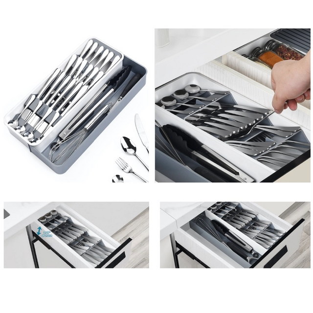 Expandable Utensil Drawer Organizer Tray